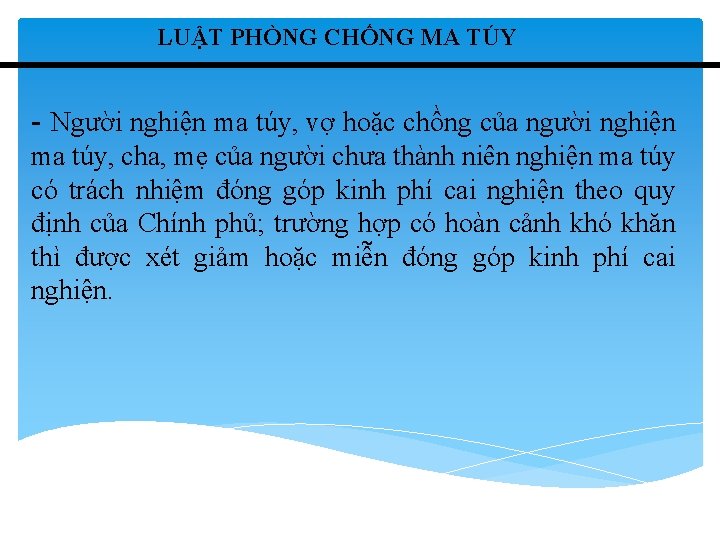 LUẬT PHÒNG CHỐNG MA TÚY - Người nghiện ma túy, vợ hoặc chồng của