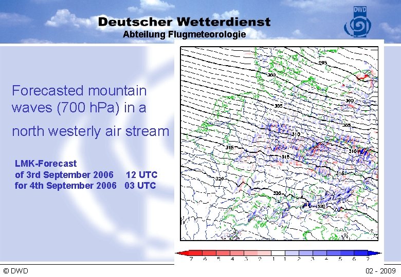 Abteilung Flugmeteorologie Forecasted mountain waves (700 h. Pa) in a north westerly air stream