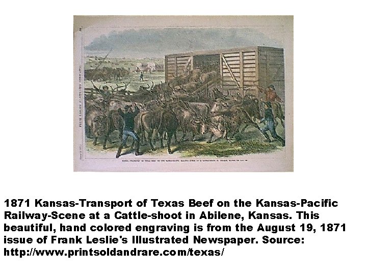 1871 Kansas-Transport of Texas Beef on the Kansas-Pacific Railway-Scene at a Cattle-shoot in Abilene,