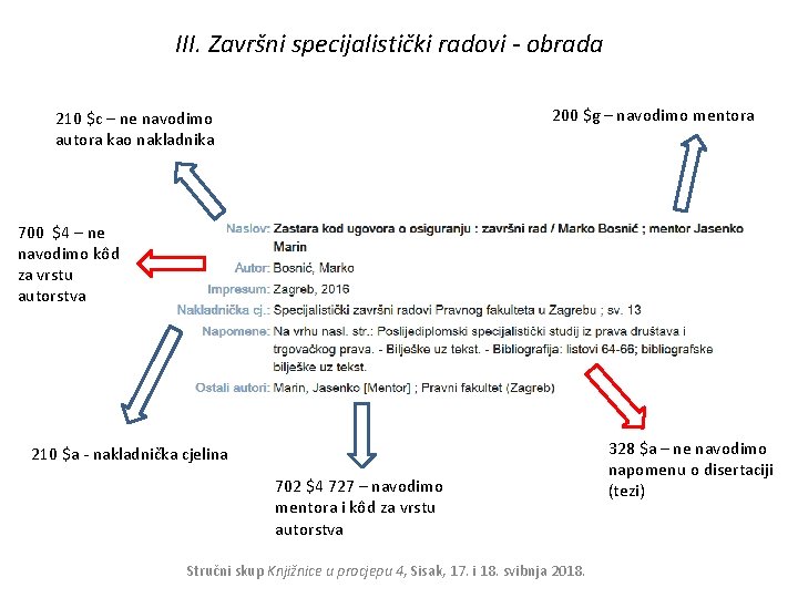 III. Završni specijalistički radovi - obrada 200 $g – navodimo mentora 210 $c –