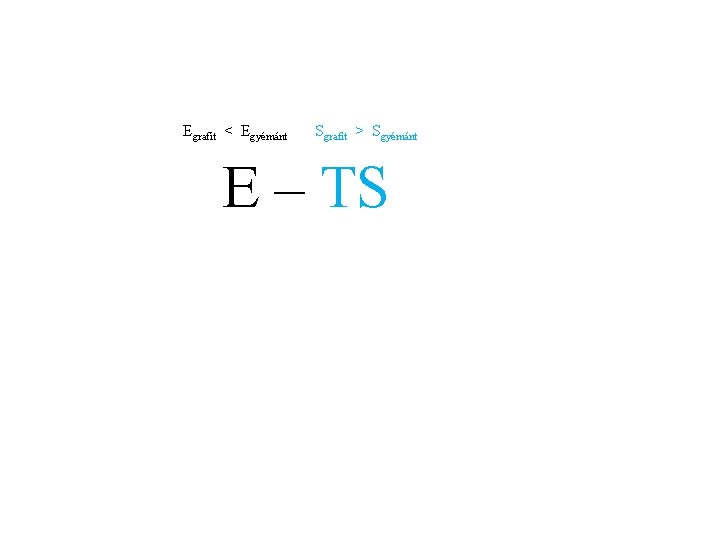 Egrafit < Egyémánt Sgrafit > Sgyémánt E – TS 