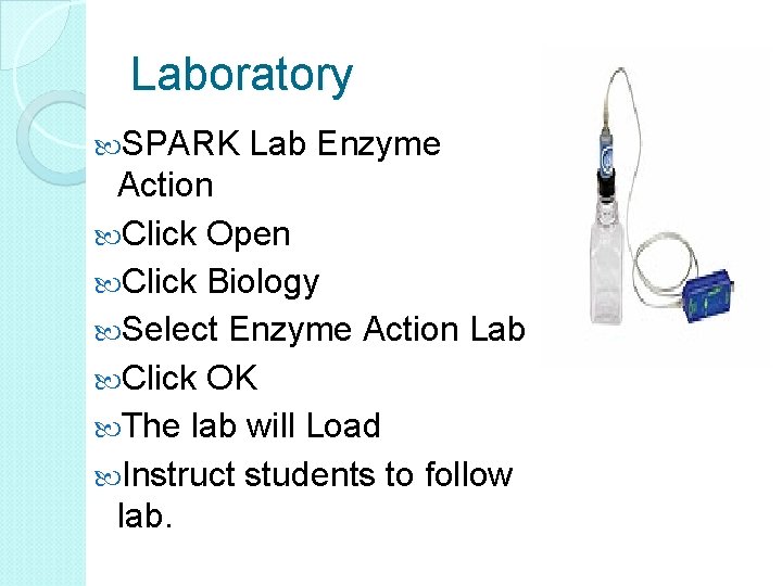 Laboratory SPARK Lab Enzyme Action Click Open Click Biology Select Enzyme Action Lab Click