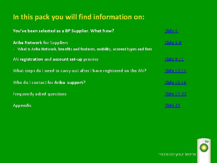 In this pack you will find information on: You’ve been selected as a BP