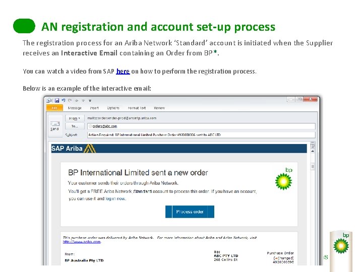 AN registration and account set-up process The registration process for an Ariba Network ‘Standard’