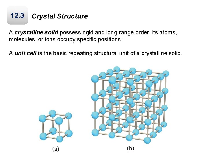 12. 3 Crystal Structure A crystalline solid possess rigid and long-range order; its atoms,