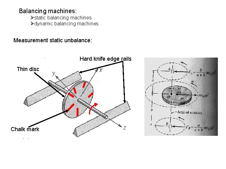 Balancing machines: Østatic balancing machines Ødynamic balancing machines Measurement static unbalance: Hard knife edge Balancing machines: Østatic balancing machines Ødynamic balancing machines Measurement static unbalance: Hard knife edge