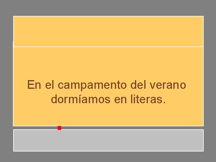 En el campamento del verano dormíamos en literas. En el campamento del verano dormíamos en literas.