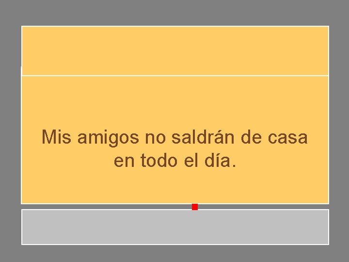 Mis amigos no saldrán de casa en todo el día. Mis amigos no saldrán de casa en todo el día.