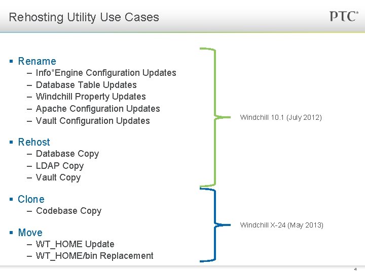 Rehosting Utility Use Cases § Rename – – – Info*Engine Configuration Updates Database Table