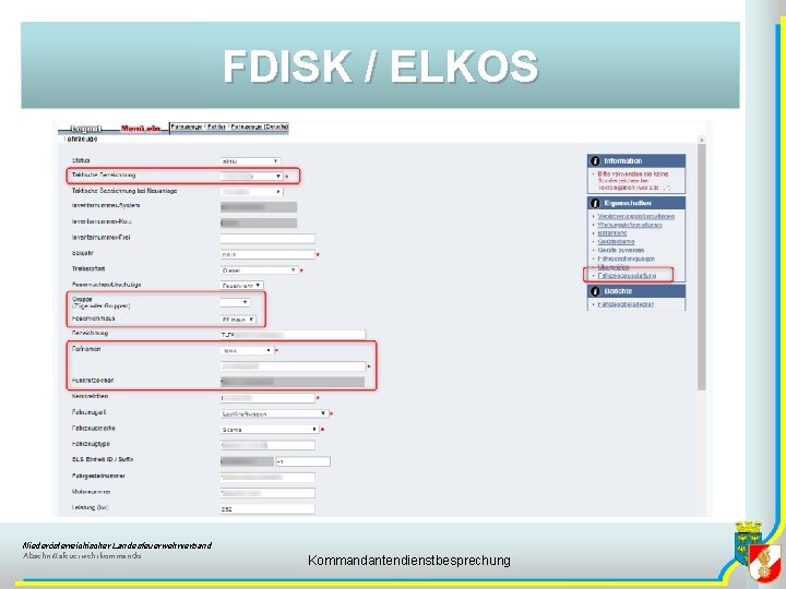 FDISK / ELKOS Niederösterreichischer Landesfeuerwehrverband Abschnittsfeuerwehrkommando Kommandantendienstbesprechung 