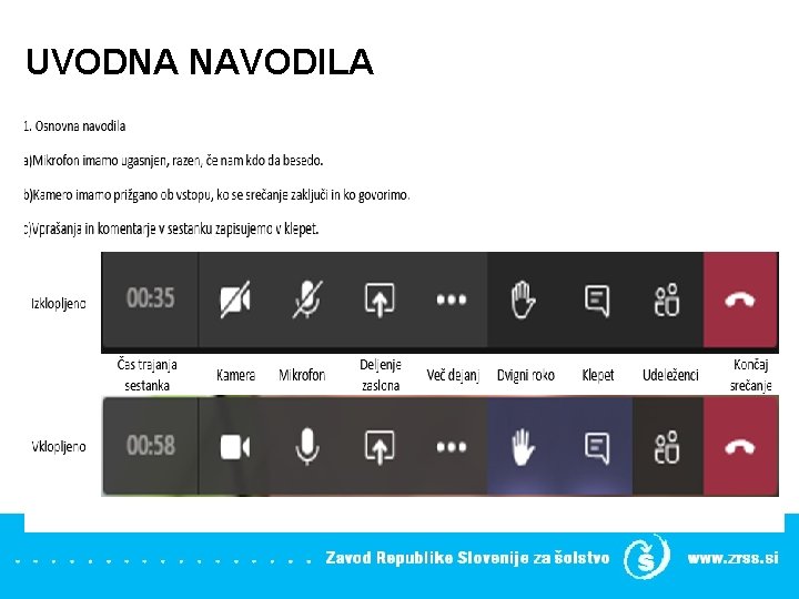 UVODNA NAVODILA 