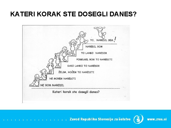 KATERI KORAK STE DOSEGLI DANES? 