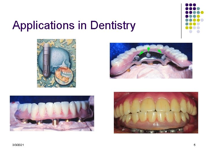 Applications in Dentistry 3/3/2021 5 