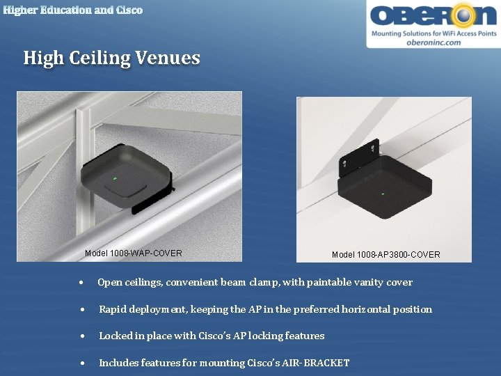 Higher Education and Cisco High Ceiling Venues Model 1008 -WAP-COVER Model 1008 -AP 3800