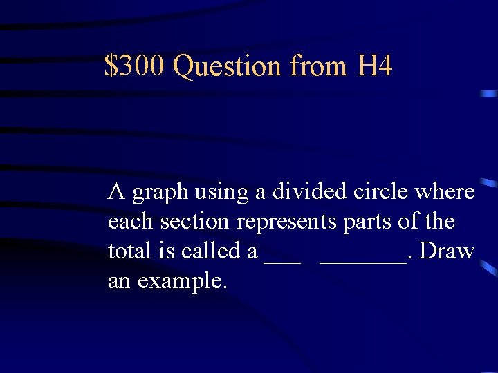 $300 Question from H 4 A graph using a divided circle where each section