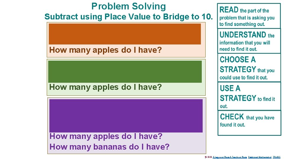 Problem Solving Subtract using Place Value to Bridge to 10. I have 7 fewer