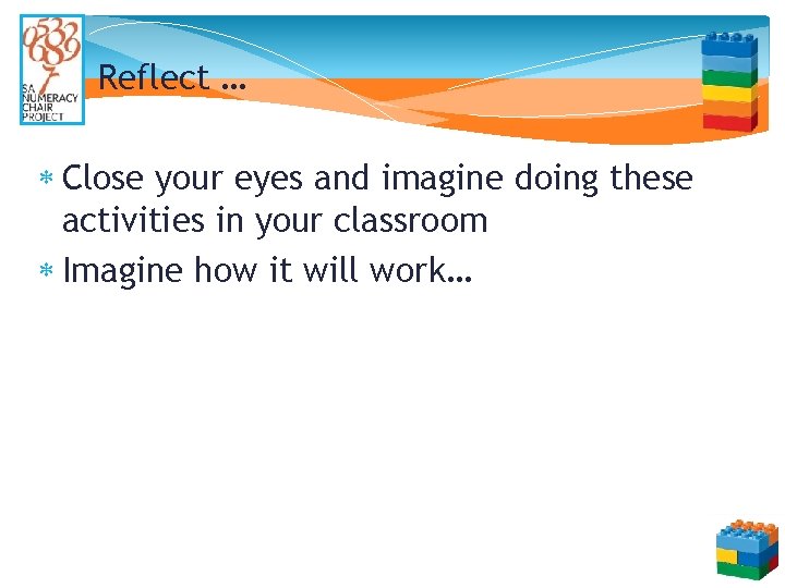 Reflect … Close your eyes and imagine doing these activities in your classroom Imagine