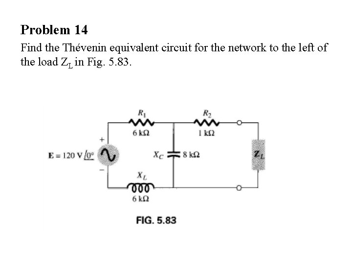 Problem 14 Find the Thévenin equivalent circuit for the network to the left of