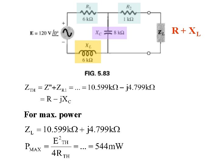 R + XL For max. power 