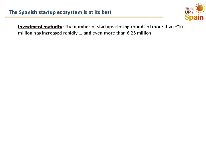 The Spanish startup ecosystem is at its best Investment maturity: The number of startups