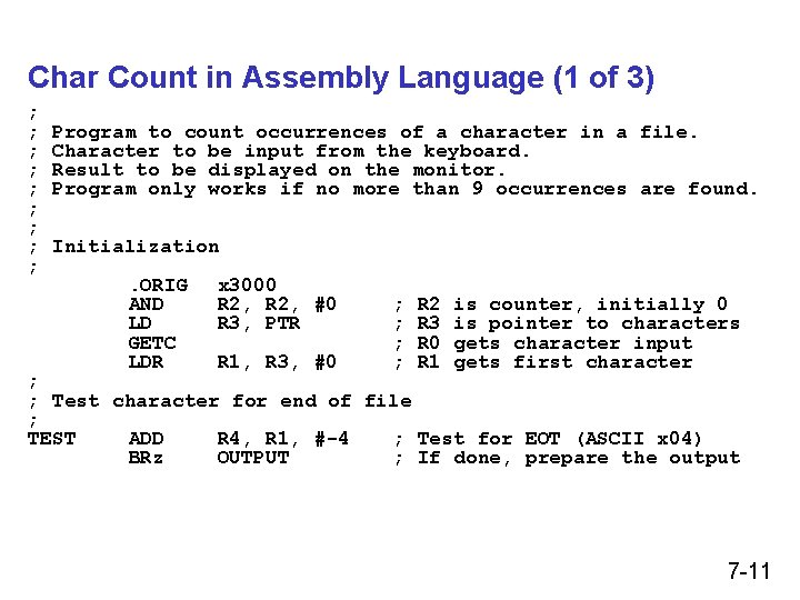 Char Count in Assembly Language (1 of 3) ; ; ; ; ; Program Char Count in Assembly Language (1 of 3) ; ; ; ; ; Program