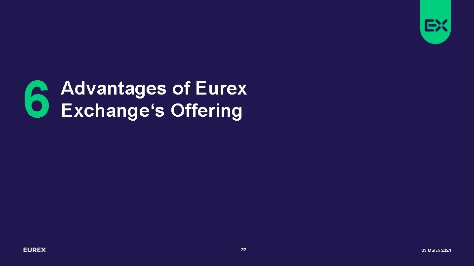 6 Advantages of Eurex Exchange‘s Offering 32 03 March 2021 