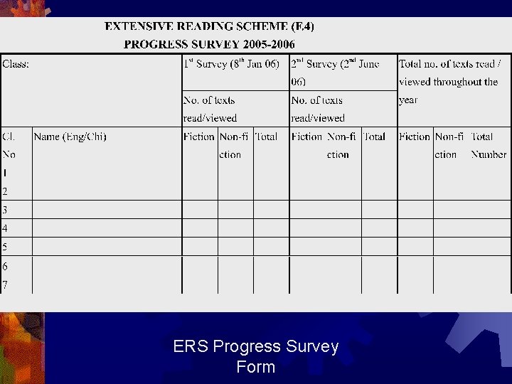 ERS Progress Survey Form 