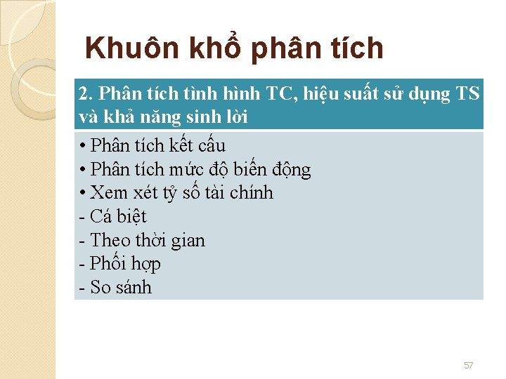 Khuôn khổ phân tích 2. Phân tích tình hình TC, hiệu suất sử dụng