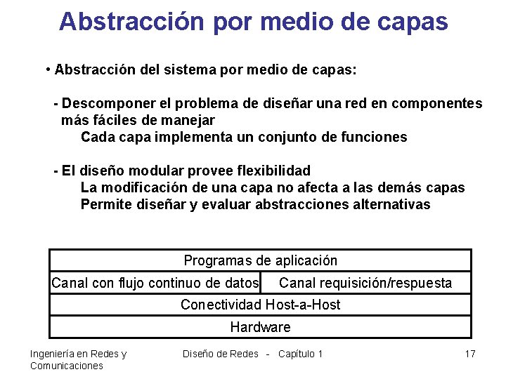 Abstracción por medio de capas • Abstracción del sistema por medio de capas: -