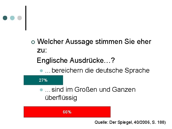 Welcher Aussage stimmen Sie eher zu: Englische Ausdrücke…? ¢ l …bereichern die deutsche Sprache