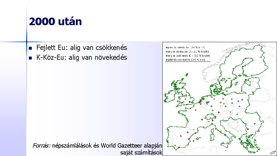 2000 után n n Fejlett Eu: alig van csökkenés K-Köz-Eu: alig van növekedés Forrás: