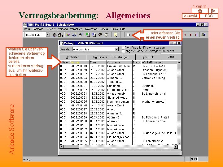 1 von 11 Vertragsbearbeitung: Allgemeines. . . , oder erfassen Sie einen neuen Vertrag