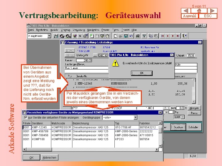 5 von 11 Vertragsbearbeitung: Geräteauswahl Arkade Software Bei Übernahmen von Geräten aus einem Angebot