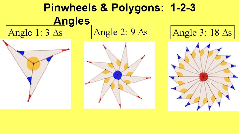 Pinwheels & Polygons: 1 -2 -3 Angles Angle 1: 3 s Angle 2: 9