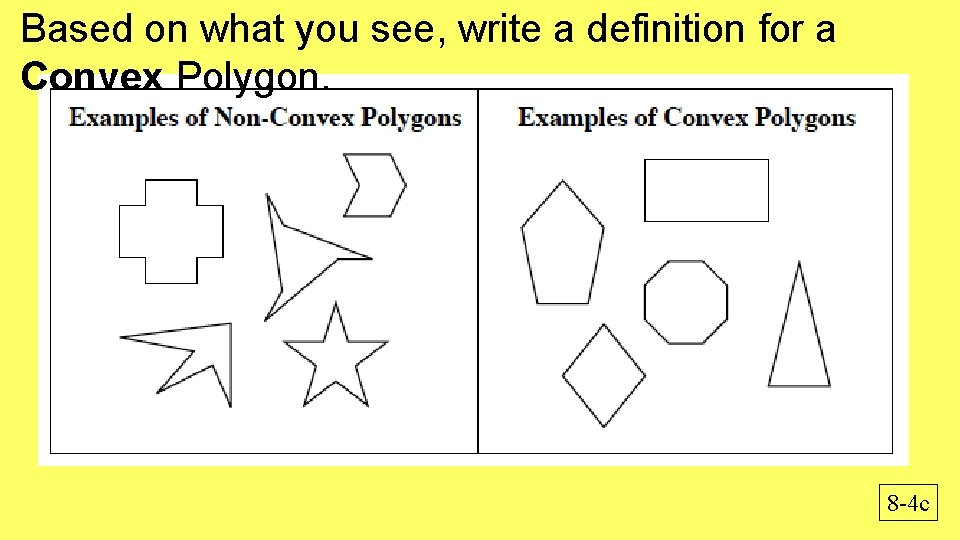 Based on what you see, write a definition for a Convex Polygon. 8 -4
