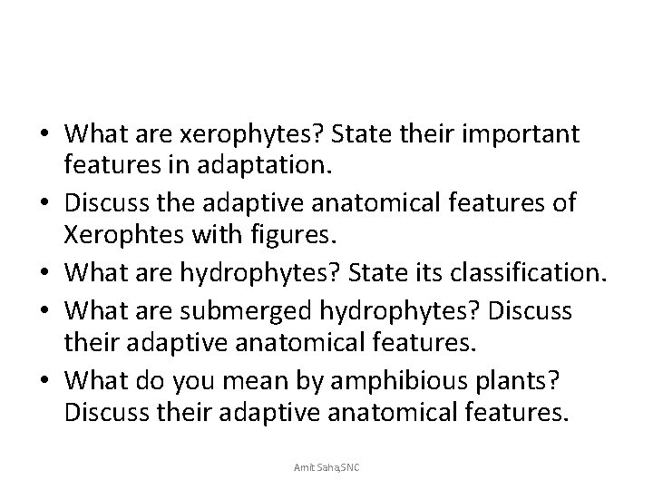  • What are xerophytes? State their important features in adaptation. • Discuss the