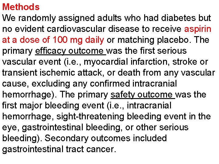 Methods We randomly assigned adults who had diabetes but no evident cardiovascular disease to