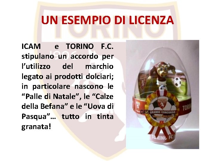 UN ESEMPIO DI LICENZA ICAM e TORINO F. C. stipulano un accordo per l’utilizzo