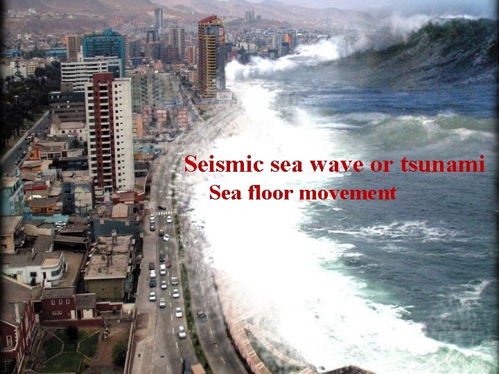 Seismic sea wave or tsunami Sea floor movement 