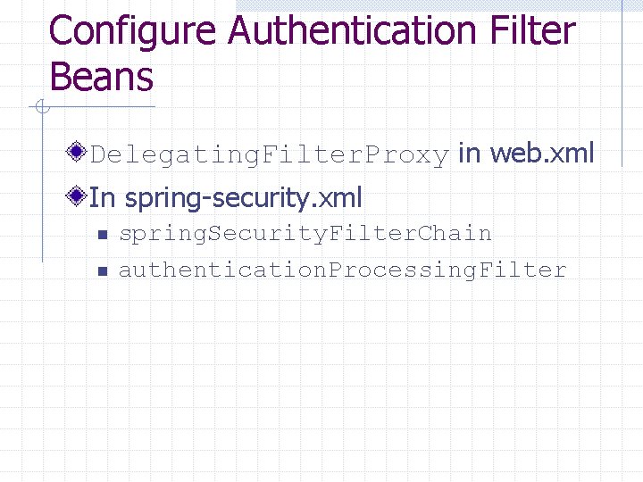 Configure Authentication Filter Beans Delegating. Filter. Proxy in web. xml In spring-security. xml n