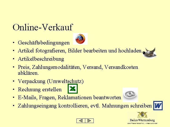 Online-Verkauf • Geschäftsbedingungen • Artikel fotografieren, Bilder bearbeiten und hochladen. • Artikelbeschreibung • Preis,