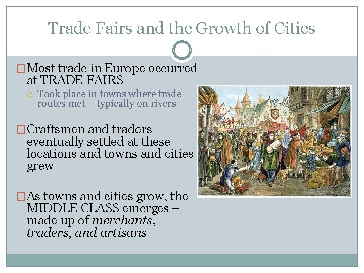 Trade Fairs and the Growth of Cities �Most trade in Europe occurred at TRADE