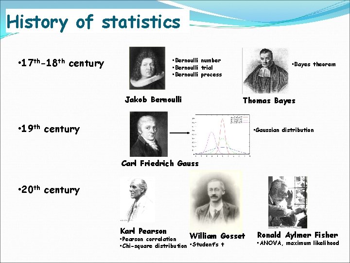 History of statistics • 17 th-18 th century • Bernoulli number • Bernoulli trial