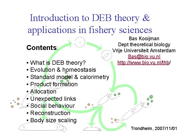 Introduction to DEB theory & applications in fishery sciences Contents: • What is DEB