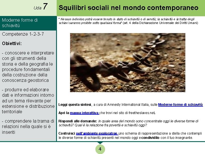 Uda 7 Moderne forme di schiavitù Squilibri sociali nel mondo contemporaneo " Nessun individuo