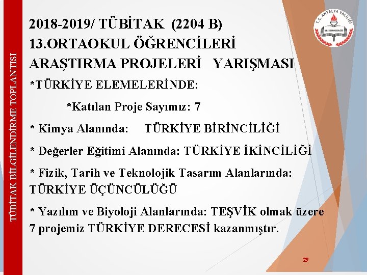 TÜBİTAK BİLGİLENDİRME TOPLANTISI 2018 -2019/ TÜBİTAK (2204 B) 13. ORTAOKUL ÖĞRENCİLERİ ARAŞTIRMA PROJELERİ YARIŞMASI