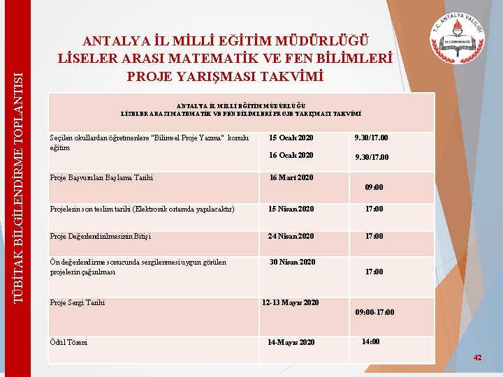 TÜBİTAK BİLGİLENDİRME TOPLANTISI ANTALYA İL MİLLİ EĞİTİM MÜDÜRLÜĞÜ LİSELER ARASI MATEMATİK VE FEN BİLİMLERİ