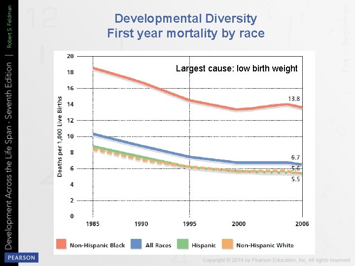 Developmental Diversity First year mortality by race Largest cause: low birth weight 