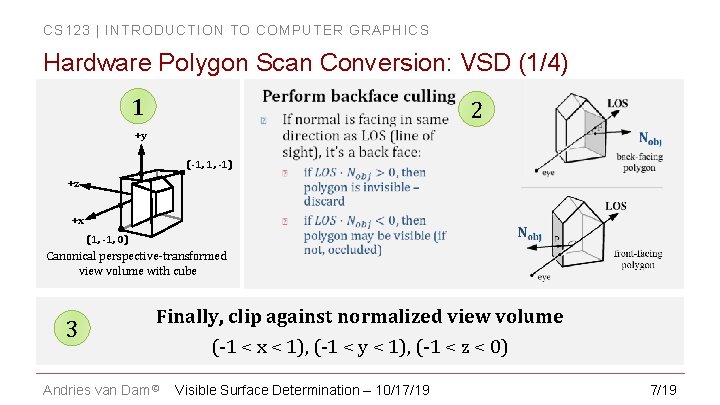 CS 123 | INTRODUCTION TO COMPUTER GRAPHICS Hardware Polygon Scan Conversion: VSD (1/4) 1