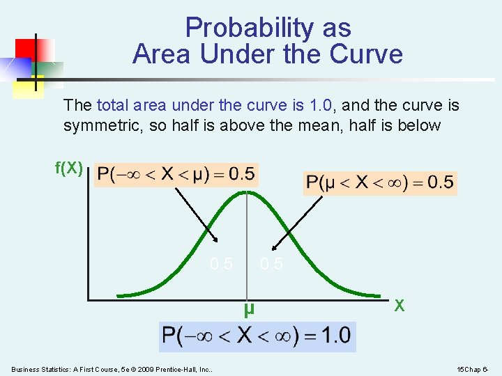 Probability as Area Under the Curve The total area under the curve is 1.